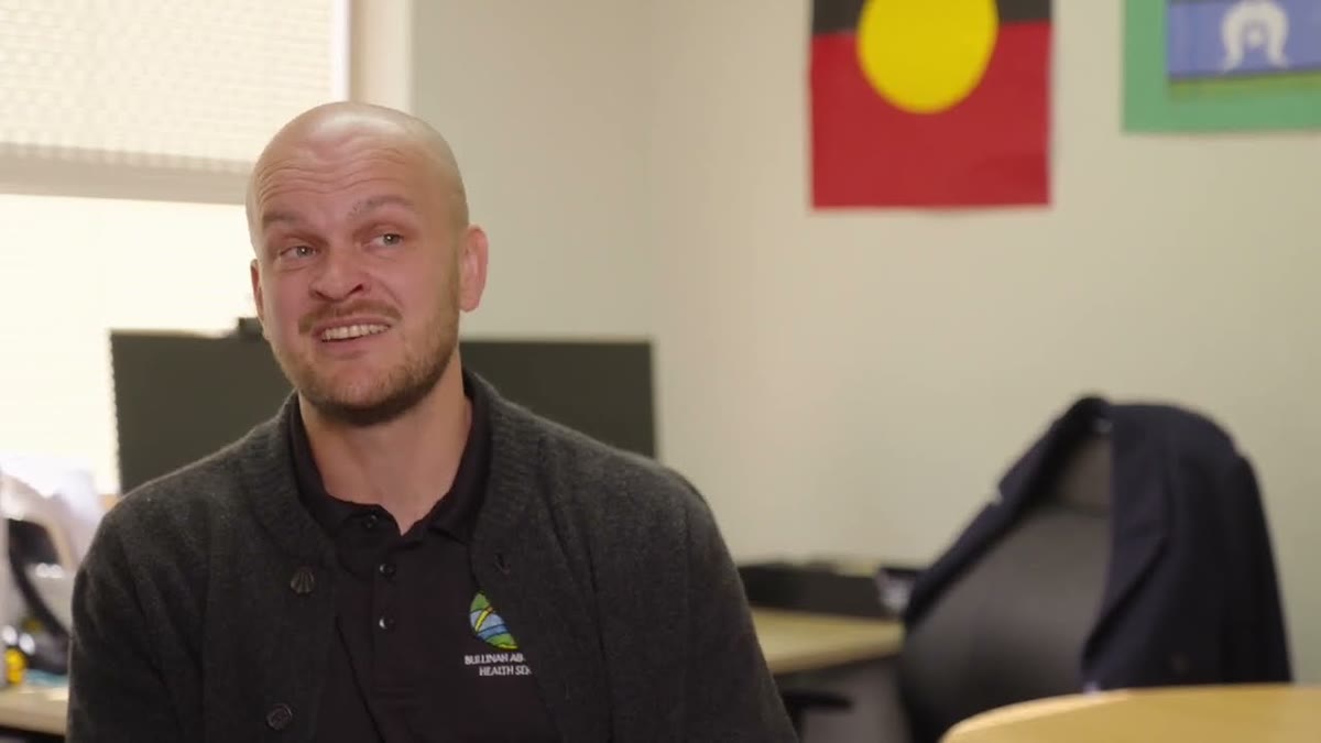 Payden Samuelsson, CEO of Bullinah Aboriginal Health
               Service, speaking in the service's offices